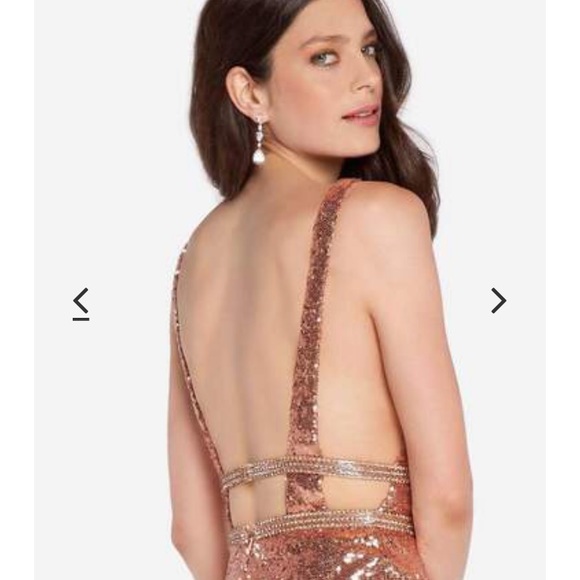 Rose Gold prom dress with cut out back - Picture 4 of 5